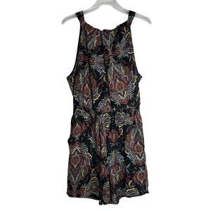 New York & Company Sleeveless Romper Multicolor Paisley Print Medium